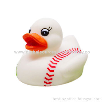 Promotional Rubber Product/Duck in Baseball Shape, Ideal for Premiums